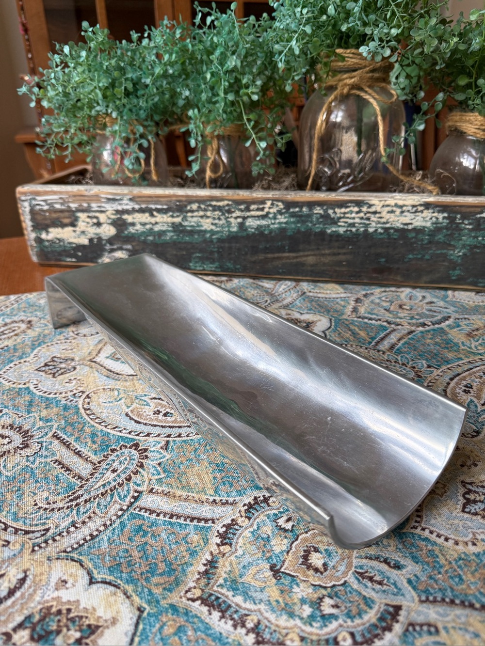 Atomic Age Biomorphic Stainless Steel Sculptural Tray Signed MCM Art